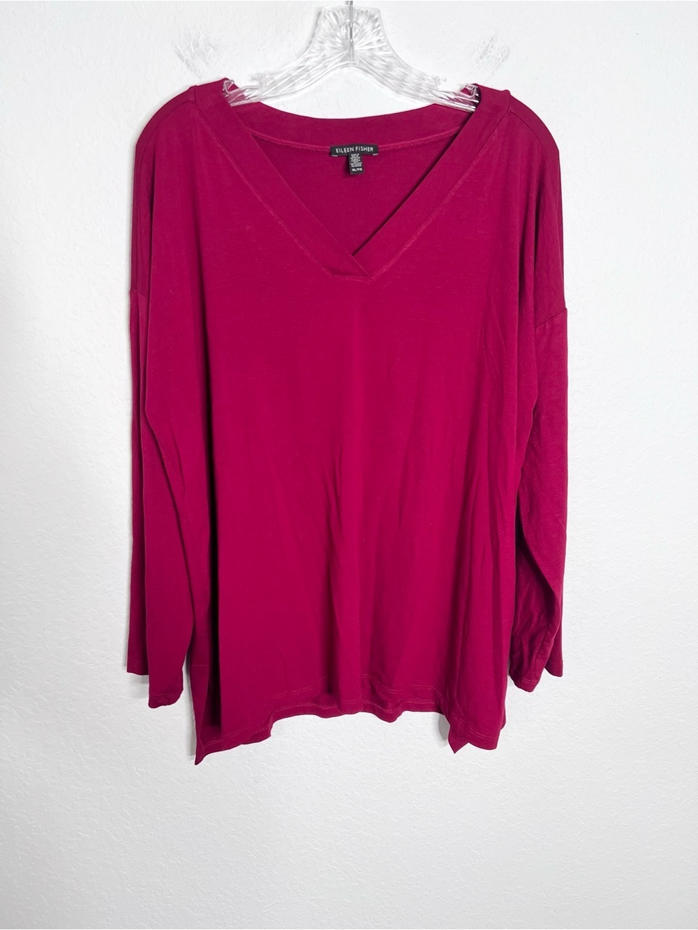 Eileen Fisher Top Women’s XL Red Long Sleeve Red Shirt Blouse AA